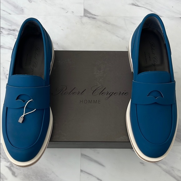 Robert Clergerie Blue Slip-On Loafers - Picture 1 of 9